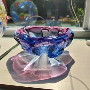 Vintage Blue & Purple Glass Bowl